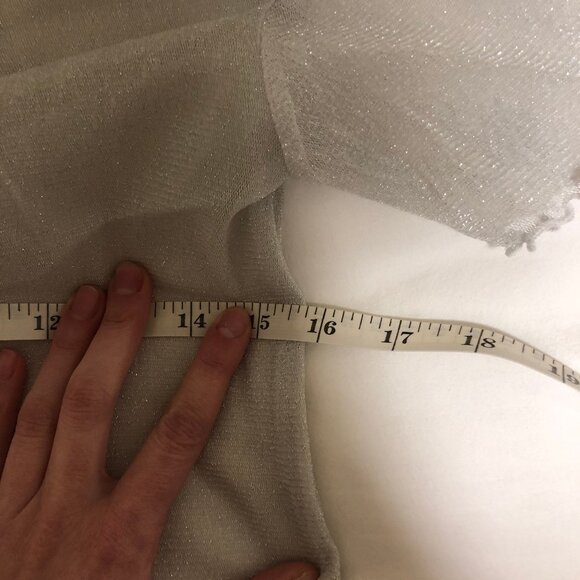 Brandy Melville White Sheer Glitter Ruffled Hem O/S One Size - Picture 2 of 4